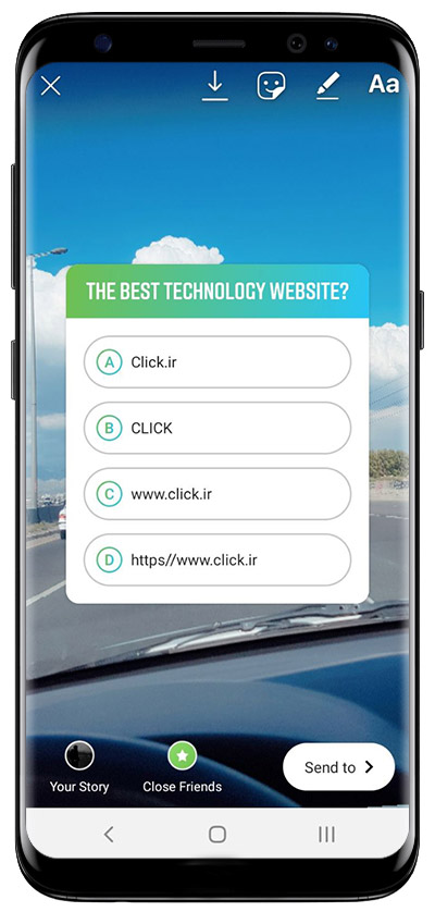 استیکر کوییز در استوری اینستاگرام