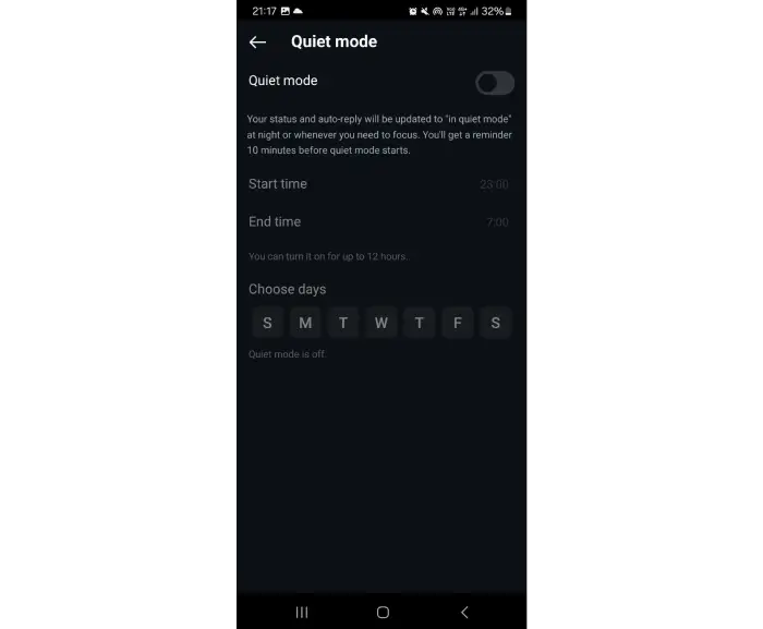 تنظیمات Quiet mode در اینستاگرام