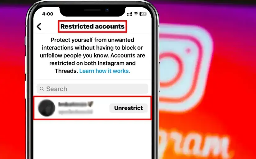 آموزش رستریکت و آنرستریکت کردن اکانت اینستاگرام 