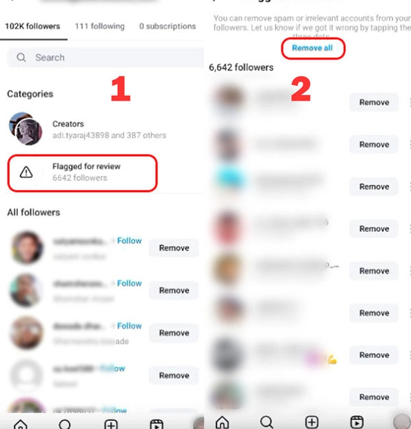 حذف فالوور فیک اینستاگرام از طریق قابلیت flagged for review