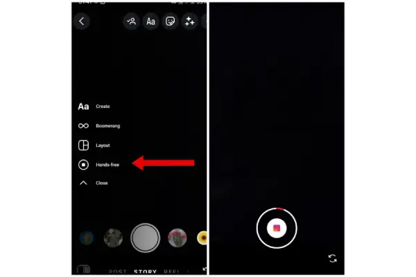 گذاشتن استوری با قابلیت Hands-free