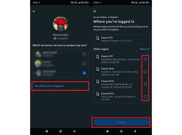 Account login activity