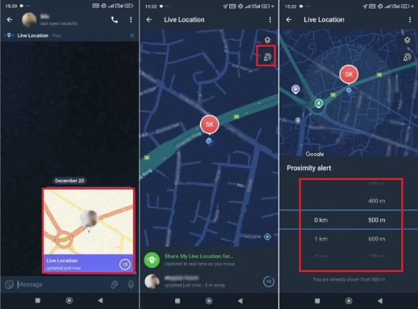 قابلیت Proximity Alert یا هشدار مجاورت در لایو لوکیشن تلگرام